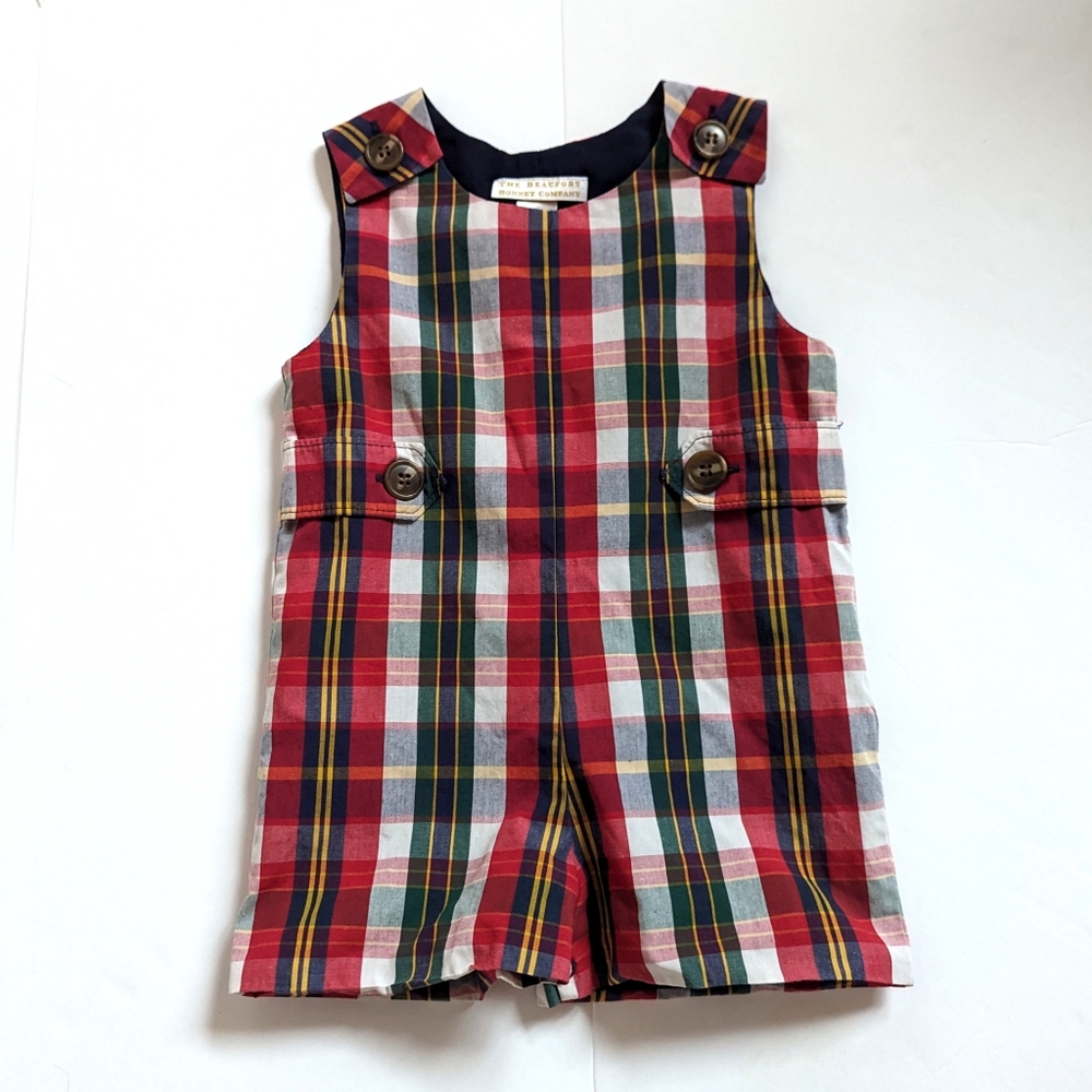 The Beaufort Bonnet Company Plaid Jumpsuit - Red, Green, Blue